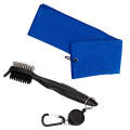 Hook Towel + Club Cleaning Brush Golf Cleaning Set(Blue)