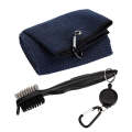 Hook Towel + Club Cleaning Brush Golf Cleaning Set(Black)