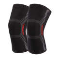Nylon Sports Protective Gear Four-Way Stretch Knit Knee Pads, Size: L(Black Red)