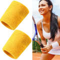 2PCS Basketball Badminton Tennis Running Fitness Towel Sweat-absorbing Sports Wrist(Yellow)
