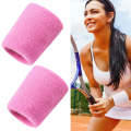 2PCS Basketball Badminton Tennis Running Fitness Towel Sweat-absorbing Sports Wrist(Pink)