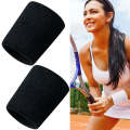 2PCS Basketball Badminton Tennis Running Fitness Towel Sweat-absorbing Sports Wrist(Black)