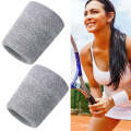 2PCS Basketball Badminton Tennis Running Fitness Towel Sweat-absorbing Sports Wrist(Silver Gray)