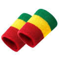 2PCS Basketball Badminton Tennis Running Fitness Towel Sweat-absorbent Sports Wrist(Red Yellow Gr...