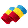 2PCS Basketball Badminton Tennis Running Fitness Towel Sweat-absorbent Sports Wrist(Red Yellow Blue)