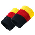 2PCS Basketball Badminton Tennis Running Fitness Towel Sweat-absorbent Sports Wrist(Black Red Yel...
