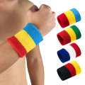2PCS Basketball Badminton Tennis Running Fitness Towel Sweat-absorbent Sports Wrist(Red Yellow Blue)