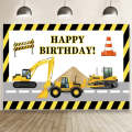 1.5m x 1m  Construction Vehicle Series Happy Birthday Photography Background Cloth(Mdz00628)