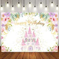 1.5m X 1m Cartoon Castle Photography Background Cloth Birthday Party Scene Decoration