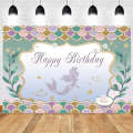 120 x 80cm Mermaid Happy Birthday Photography Background Cloth(12002575)