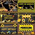 1.2m x 0.8m Construction Vehicle Series Happy Birthday Photography Background Cloth(12008733)
