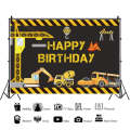 1.2m x 0.8m Construction Vehicle Series Happy Birthday Photography Background Cloth(12009897)