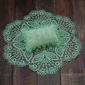 Hollow Lace Round Blanket + Pillow Suit Baby Photography Props(Light Green)