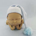 Newborn Photography Clothing Baby Photography Fur Ball Knitted Long Tail Hat(Light Blue)