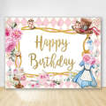 210 x 150cm Pink Flowers Cake Cartoon Birthday Background Cloth Birthday Decoration Banner Hangin...