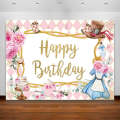 150 x 100cm Pink Flowers Cake Cartoon Birthday Background Cloth Birthday Decoration Banner Hangin...