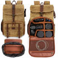 Large Capacity SLR Digital Camera Bag Laptop Backpack Canvas Storage Bag(Earth Yellow)