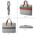 14 Inch Contrasting Color PU Leather Laptop Bag Computer Bag Briefcase Cover(Grey)