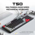 T-WOLF T50 97-keys RGB Luminous Color-Matching Game Mechanical Keyboard with Knob, Color: White A