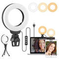 YRing48 4-Inch 48LEDs Laptop Camera Video Conference Live Beauty Ring Fill Light, Spec: Clip with...