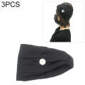 3 PCS Headband Sports Yoga Knitted Sweat-absorbent Hair Band with Mask Anti-leash Button(Black)