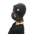 3 PCS Headband Sports Yoga Knitted Sweat-absorbent Hair Band with Mask Anti-leash Button(Black)