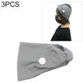 3 PCS Headband Sports Yoga Knitted Sweat-absorbent Hair Band with Mask Anti-leash Button(Grey)