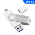 MicroDrive 16GB USB 3.0 Android Phone & Computer Dual-use Rotary Metal U Disk (White)