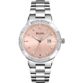 Authentic BULOVA Diamond Accented Stainless Steel Ladies Watch
