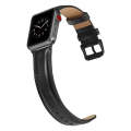 Black Buckle Leather Watch Band For Apple Watch Series 9&8&7 41mm / SE 3&SE 2&6&SE&5&4 40mm / 3&2...