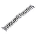 Hidden Butterfly Buckle 7 Beads Stainless Steel Watch Band For Apple Watch 42mm(Silver+Black)