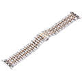 Hidden Butterfly Buckle 7 Beads Stainless Steel Watch Band For Apple Watch 42mm(Silver Rose Gold)