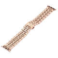 22mm Men Hidden Butterfly Buckle 7 Beads Stainless Steel Watch Band For Apple Watch 42mm(Rose Gold)