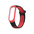 Colorful Silicone Wrist Strap Watch Band for Xiaomi Mi Band 3 & 4(Black Red)