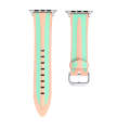 For Apple Watch Series 3 & 2 & 1 42mm Fashion Double Stripes Pattern Silicone Watch Band (Pink+Gr...