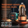WK WP-C45 Vanguard Series Mecha Transparent USB+Type-C Fast Car Charger (Orange)