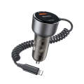 Yesido Y57 50W PD + QC3.0 Dual Port Car Charger with 8 Pin Spring Data Cable