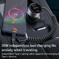 Yesido Y57 50W PD + QC3.0 Dual Port Car Charger with 8 Pin Spring Data Cable