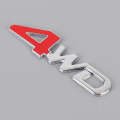 Car 4WD Personalized Aluminum Alloy Decorative Stickers, Size: 13x3.5x0.3cm (Silver+Red)