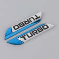 1 Pair Car Turbo Personalized Aluminum Alloy Decorative Stickers, Size: 11.5 x 2.5 x 0.5cm (Blue)