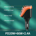 Ozio DY48TC 188W Type-C + USB Dual Port Multi-function Car Charger with Cigarette Lighter (Orange)