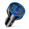 WGS-G37 5 in 1 Digital Display Super Fast Charging Car Charger with Voltmeter (Black)