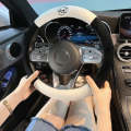 D Style Car Universal Camellia Pattern Plush Warm Anti-skid Steering Wheel Cover, Diameter: 38cm