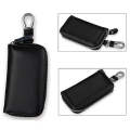 9092 Business Style Multifunctional Genuine Leather Zipper Car Key Bag(Black)