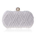 Women Fashion Banquet Party Pearl Handbag Single Shoulder Crossbody Bag (White)