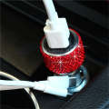 Car Diamond Aluminium Alloy QC3.0 Dual USB Quick Charger(Red)