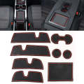 Car Water Cup Gate Slot Mats Plastic Red Anti-Slip Interior Door Pad for Toyota Highlander 2009-2013