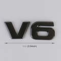 V6 Shape Car Metal Body Decorative Sticker (Black)