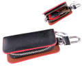 Universal Leather Roots Texture Waist Hanging Zipper Wallets Key Holder Bag (No Include Key)(Red)