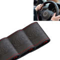 MILI Genuine Leather Hand-stitched Car Adaptation Steering Wheel Cover for 38cm Steering Wheel(Bl...